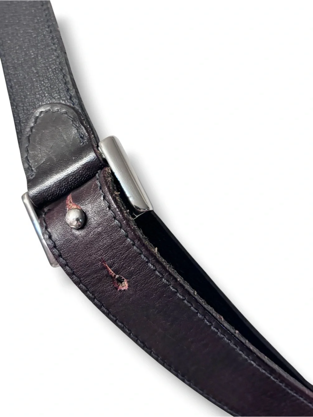 GIANNI VERSACE Dark Brown Minimalist Stud Belt Size 40 VINTAGE 90s